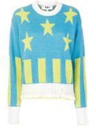 Msgm Knit Stars And Stripes Jumper - Blue