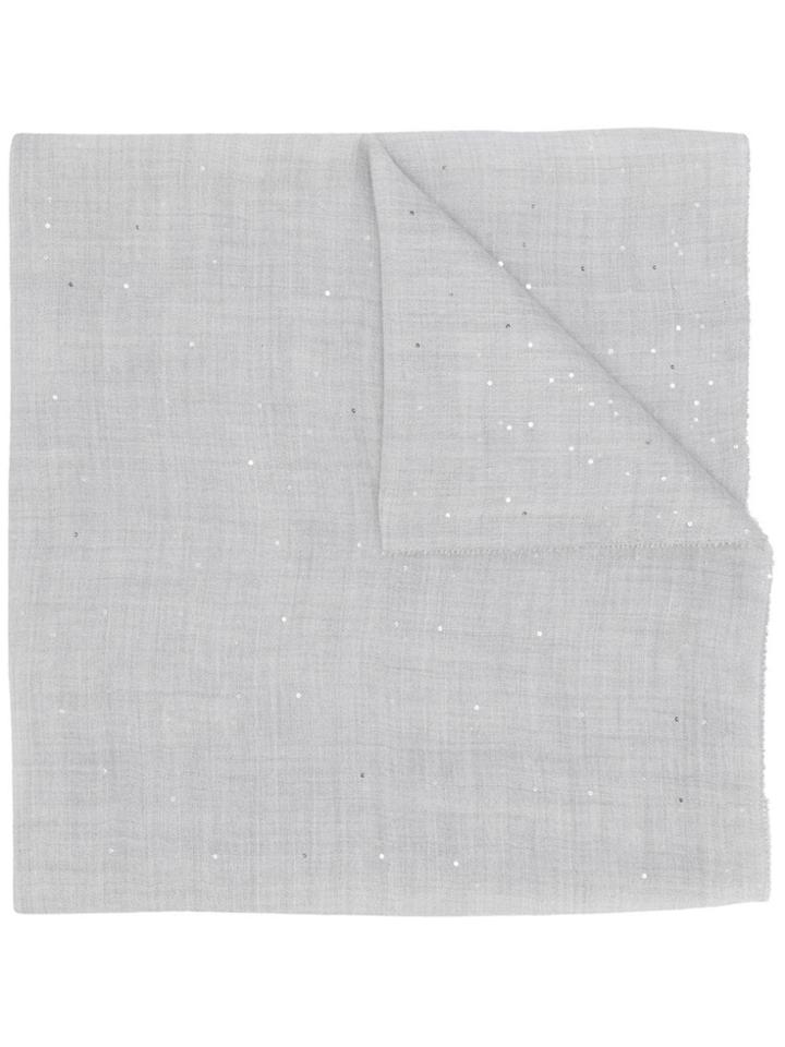 Salvatore Ferragamo Sequinned Logo Scarf - Grey