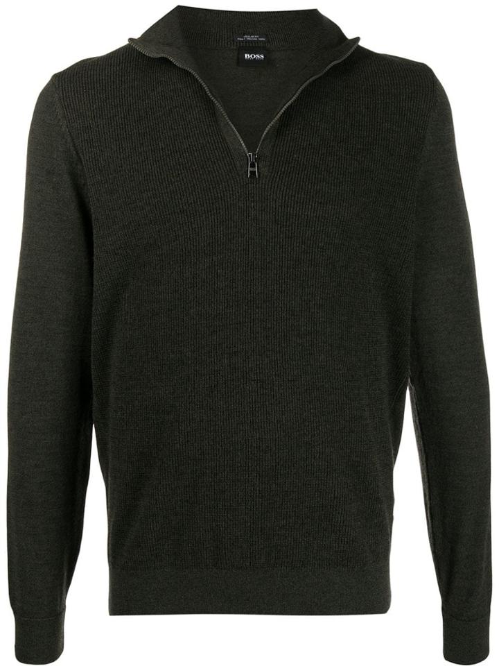 Boss Hugo Boss Zipped Neck Jumper - Green