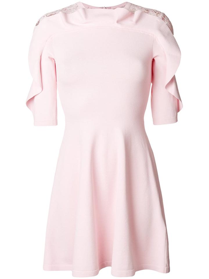 Valentino Lace Panel Flared Dress - Pink & Purple