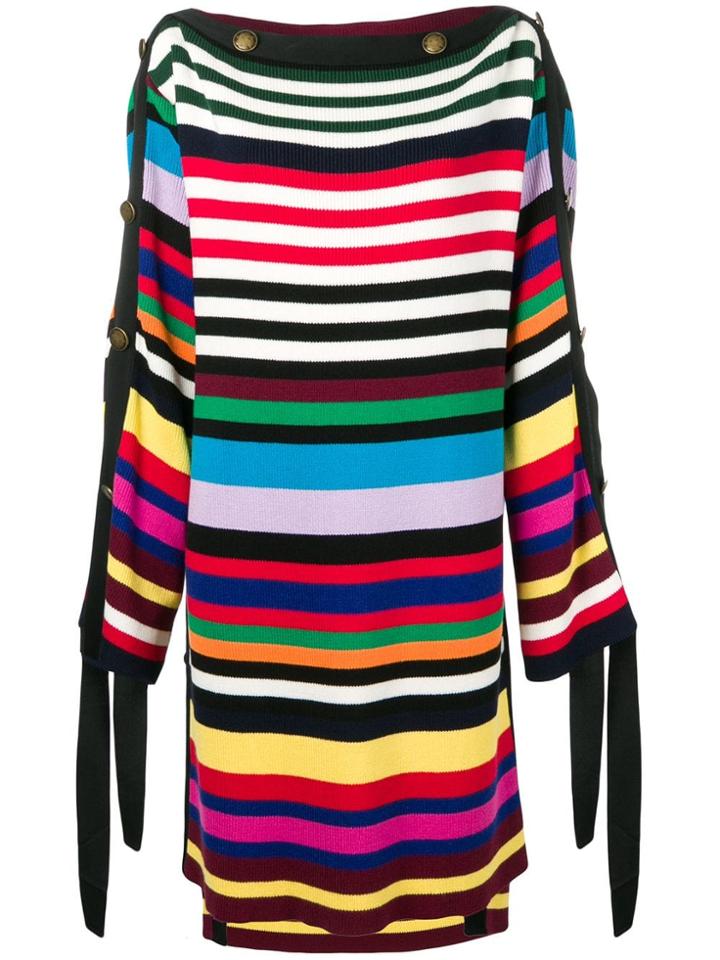 Monse Striped Mid-length Poncho - Black