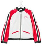 Moschino Kids Zipped Leather Jacket - Multicolour