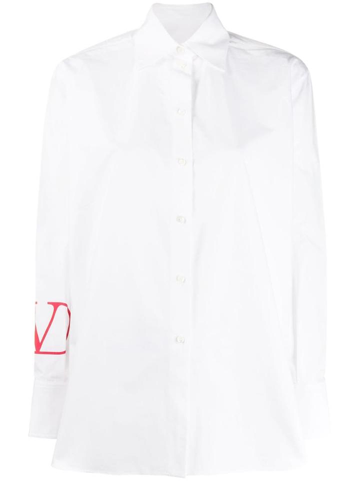 Valentino Logo Cuff Shirt - White
