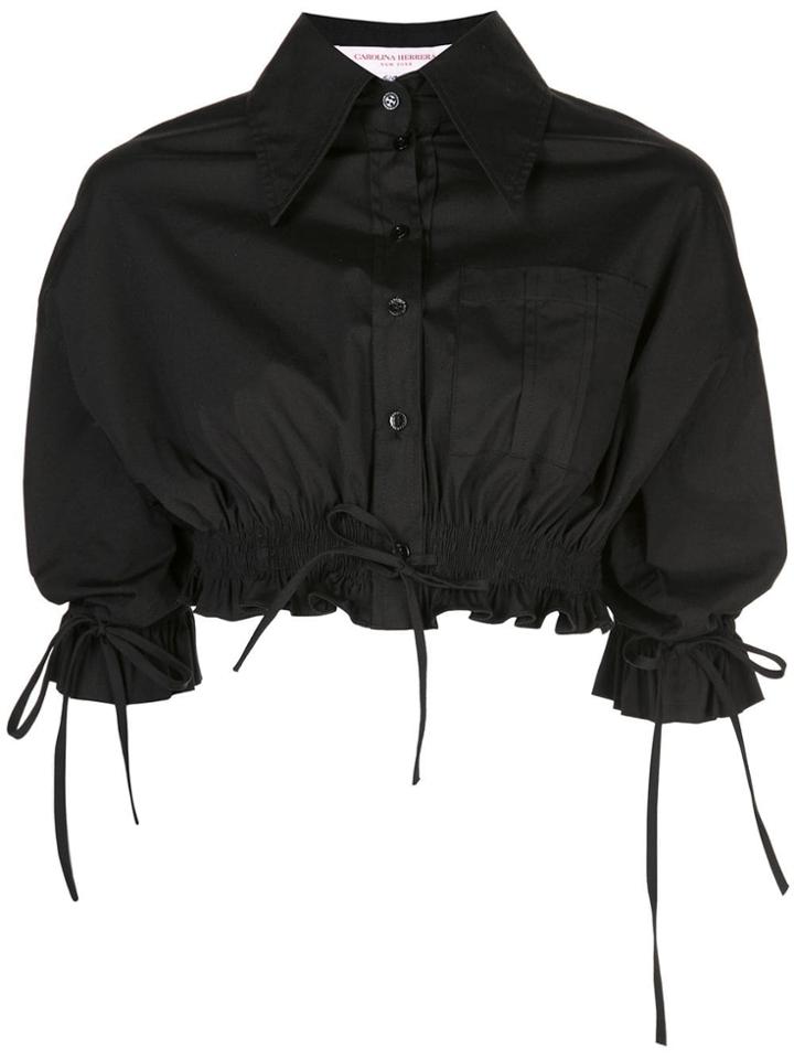 Carolina Herrera Cropped Oversized Collar Shirt - Black