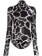 Versace Crackle Print Bodysuit - Black