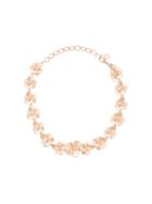 Oscar De La Renta Brushed Texture Flower Necklace - Metallic