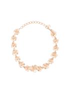 Oscar De La Renta Brushed Texture Flower Necklace - Metallic