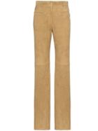 Nili Lotan Mid-rise Flared Suede Trousers - Neutrals