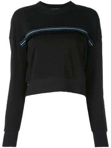 Thrive Societe Stripe Ruffle Detail Sweatshirt - Black