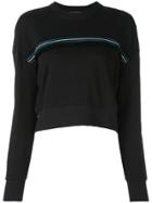 Thrive Societe Stripe Ruffle Detail Sweatshirt - Black