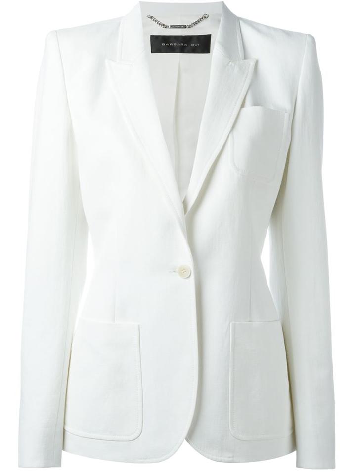Barbara Bui Peaked Lapel Blazer, Women's, Size: 36, White, Cotton/linen/flax/spandex/elastane/viscose