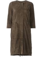 Eleventy Single Breasted Coat, Women's, Size: 44, Brown, Suede/polyester/spandex/elastane