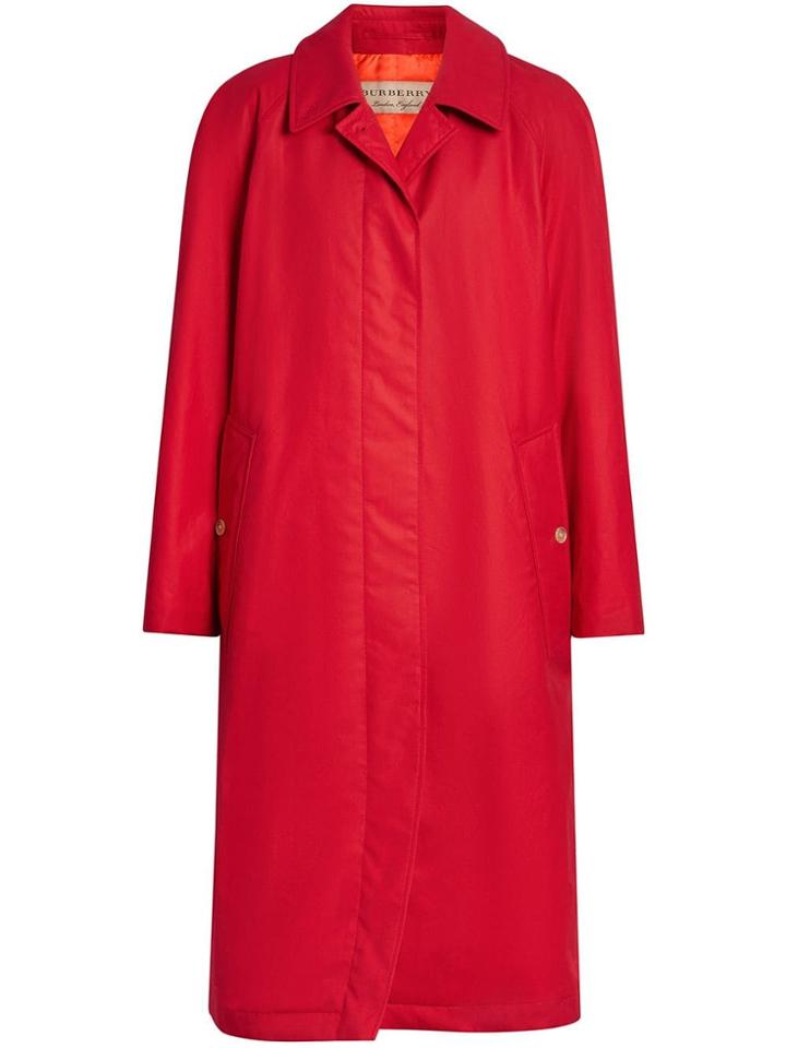 Burberry Single-breasted Rain Coat - Red