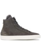 Common Projects Grey Tournament Hi Top Shearling Sneakers