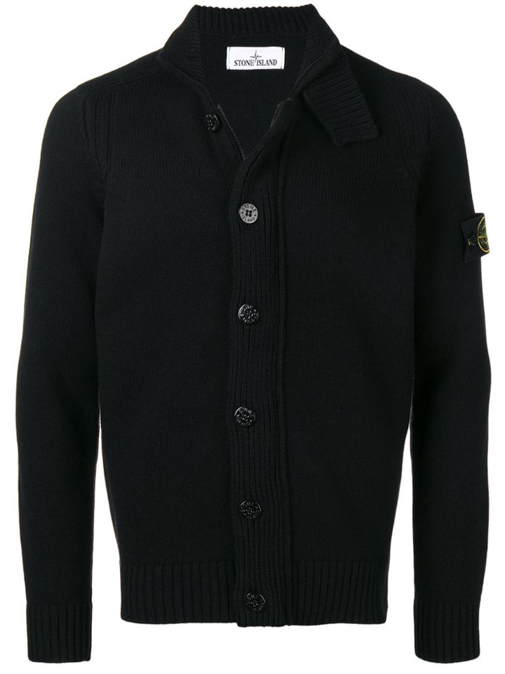 Stone Island Button Up Cardigan - Black