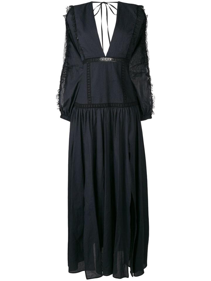 Wandering Ruffle Trim Maxi Dress - Black