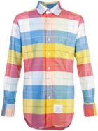 Thom Browne Long Sleeve Round Collar Button Down Shirt In Large