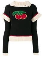 Philosophy Di Lorenzo Serafini - Cherry Knitted Jumper - Women - Polyamide/virgin Wool - 44, Black, Polyamide/virgin Wool