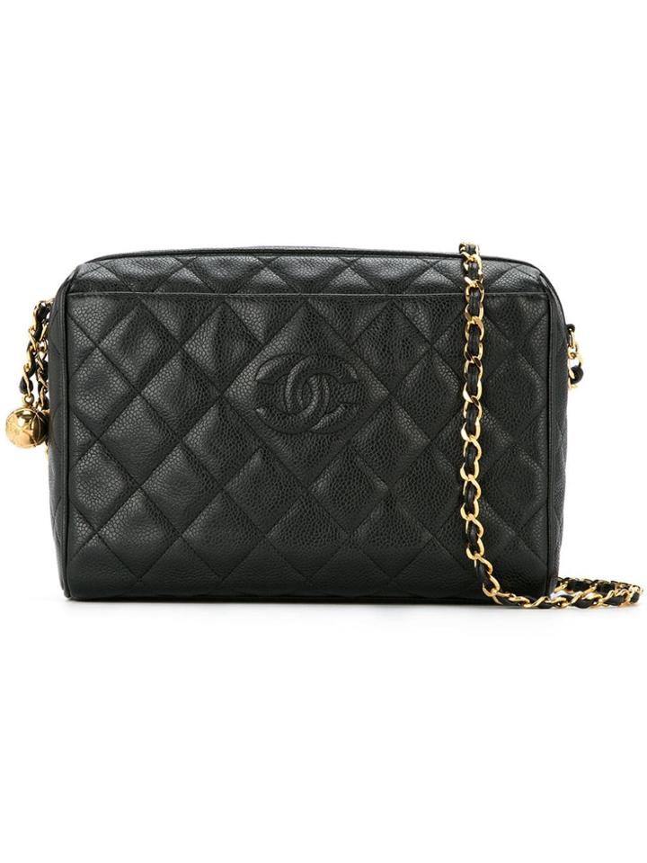 Chanel Pre-owned Quilted Logo Shoulder Bag - Black