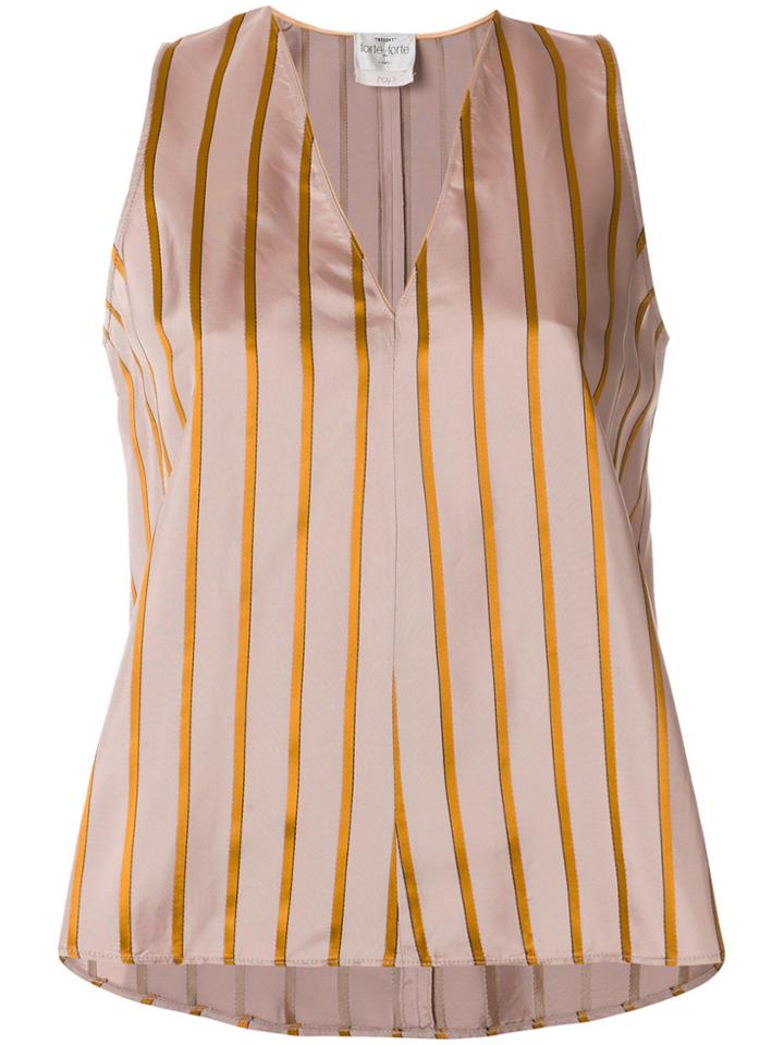 Forte Forte Striped V-neck Vest - Nude & Neutrals
