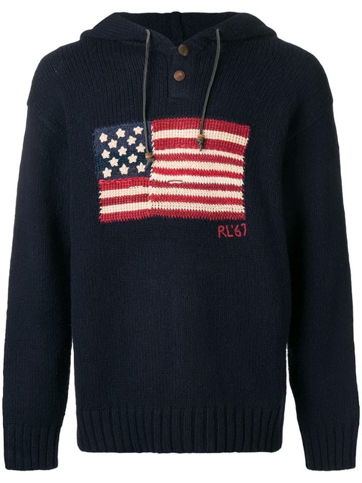 Polo Ralph Lauren Usa Flag Hoodie - Blue