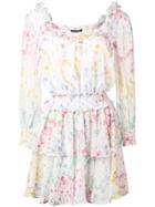 Wandering Printed Ruffle Dress - White