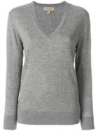Burberry Cashmere Check Detail Jumper - Grey