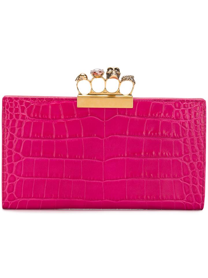 Alexander Mcqueen Skull Four Ring Flat Pouch - Pink & Purple