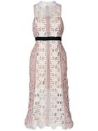 Self-portrait Floral Patch Midi Dres - Multicolour
