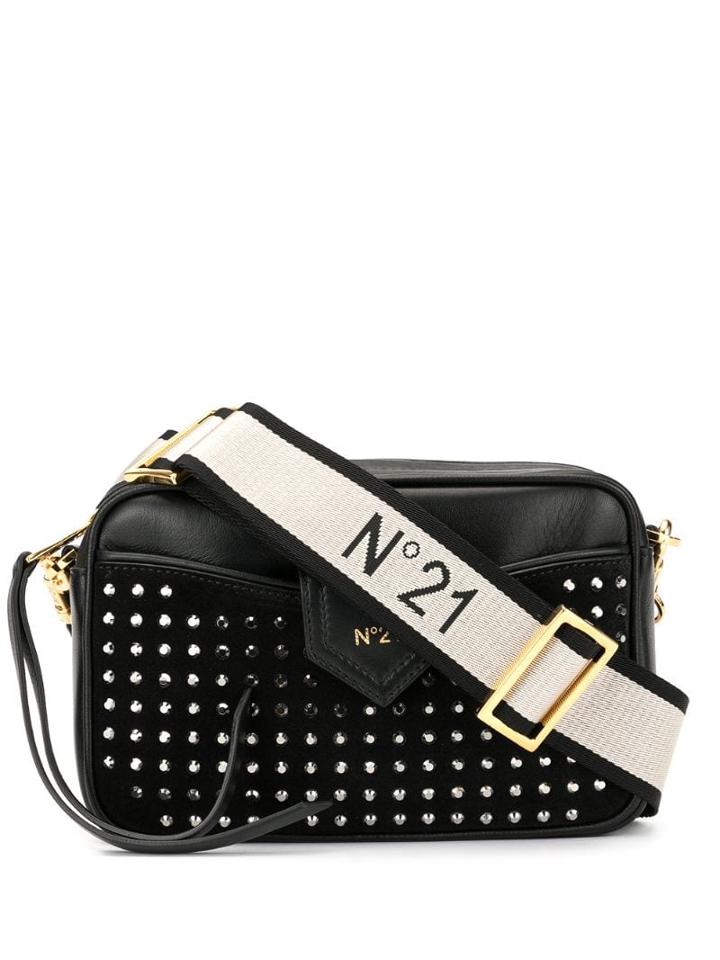 Nº21 Rhinestone Embellished Crossbody Bag - Black