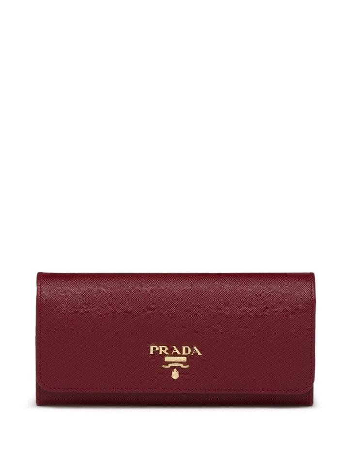 Prada Saffiano Long Wallet - Red