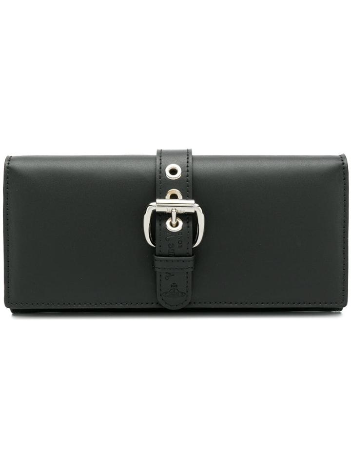 Vivienne Westwood Buckle Detail Foldover Wallet - Black