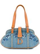 Christian Dior Vintage Embroidered Denim Shoulder Bag - Blue