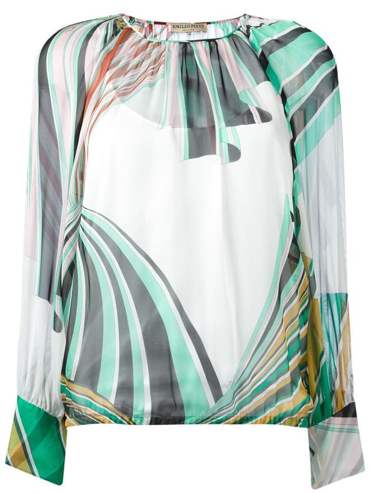 Emilio Pucci Geometric Print Blouse, Women's, Size: 44, Silk