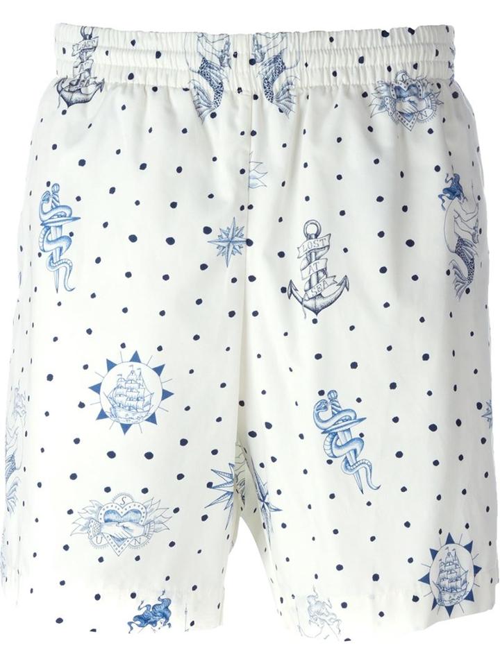 Alexander Mcqueen - Tattoo Print Swim Shorts - Men - Cotton - M, White, Cotton