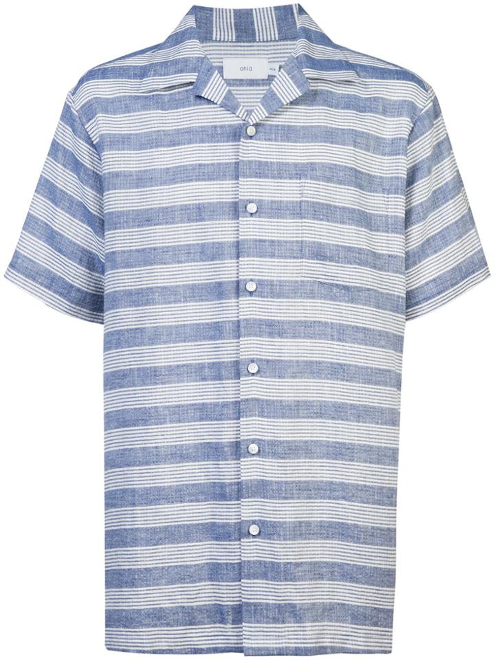 Onia Vacation Striped Chambray Shirt - Blue