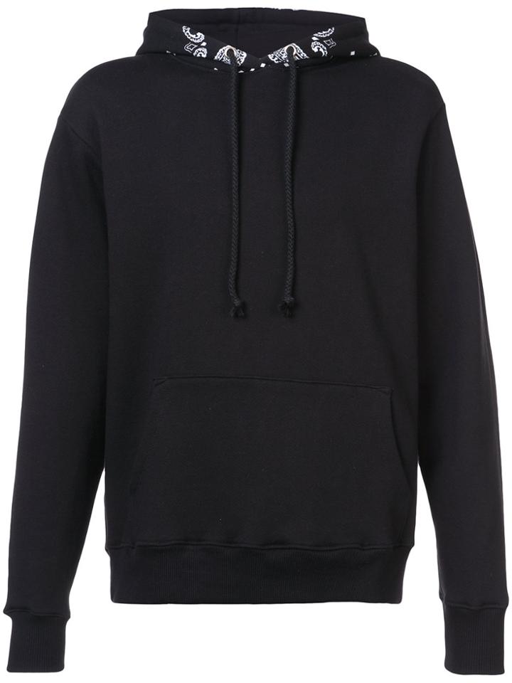 424 Paisley Print Detail Hoodie - Black