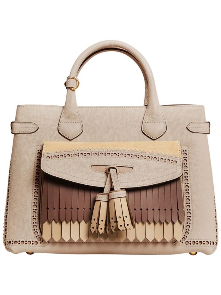 Burberry Banner Fringed Pocket Tote - Nude & Neutrals