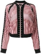 Just Cavalli Lace Panel Bomber Jacket - Pink & Purple