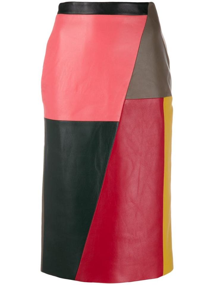 Eudon Choi Colourblock Leather Midi Skirt - Neutrals