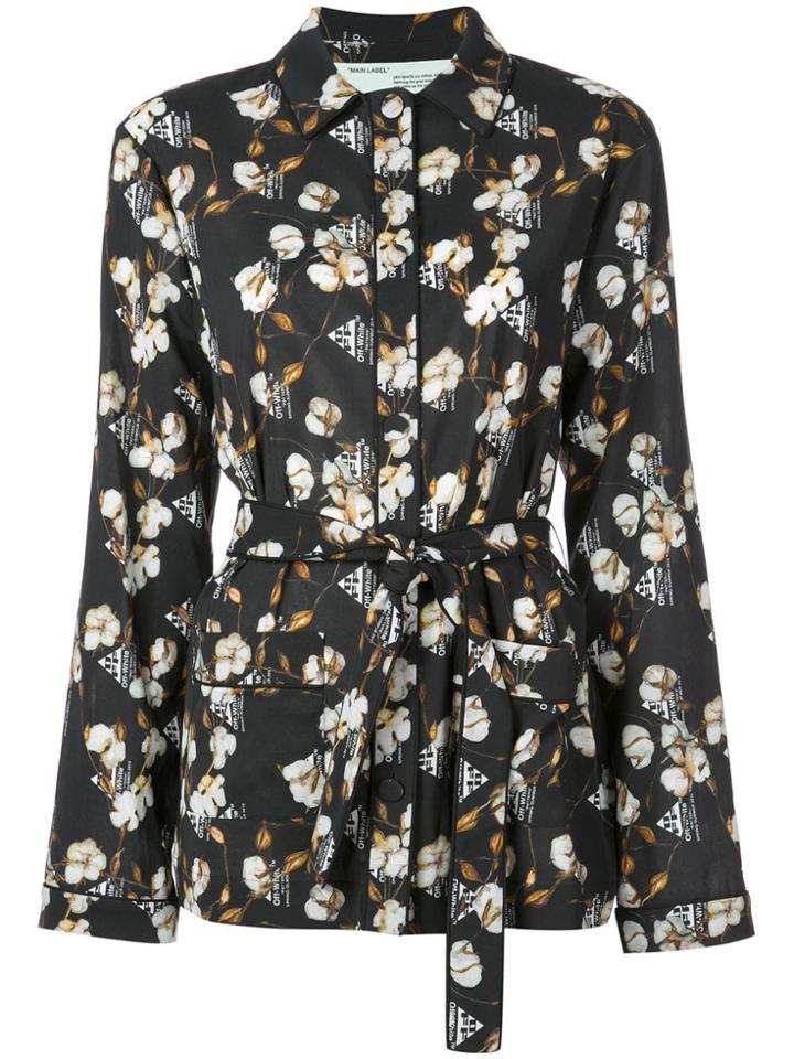 Off-white Cotton Flower Shirt - Black