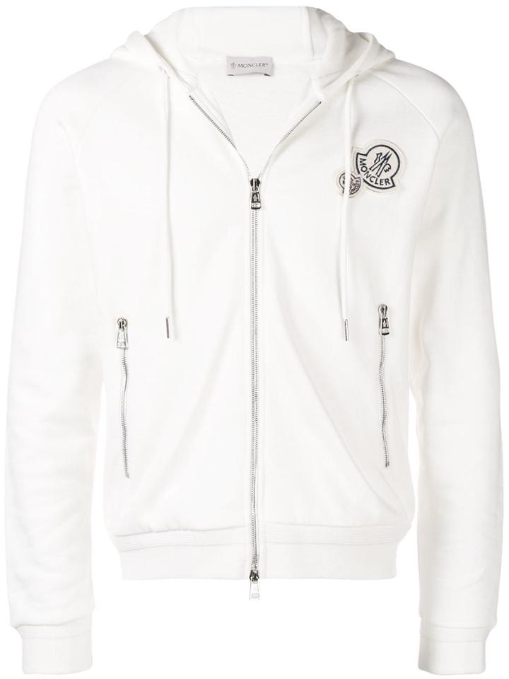 Moncler Logo Zipped Hoodie - White