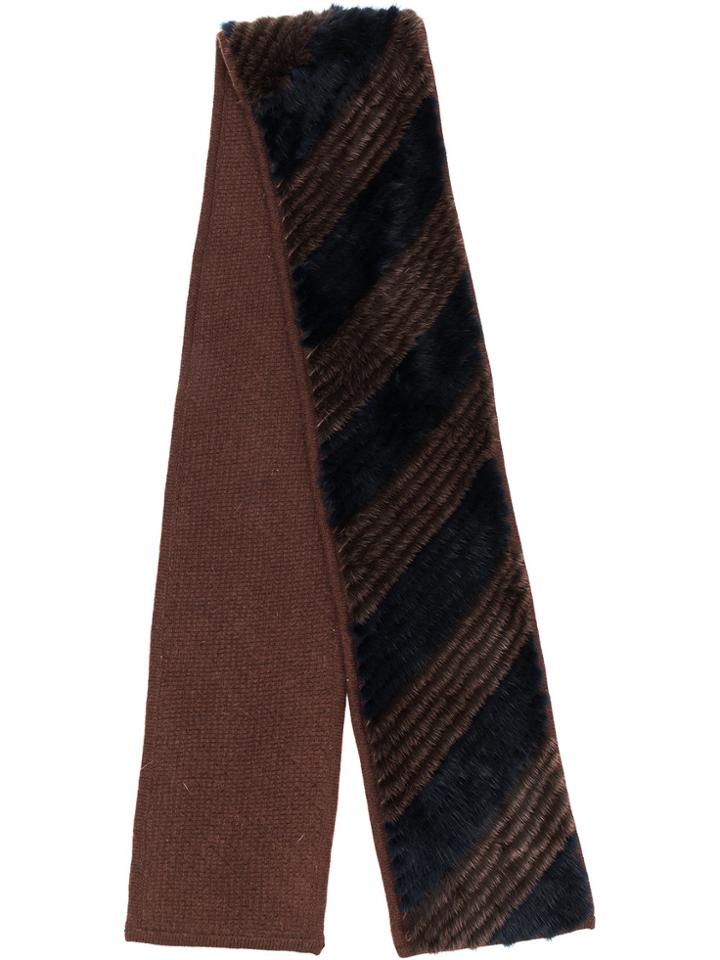 Liska Diagonal Stripe Scarf - Brown