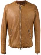 Giorgio Brato - Zipped Leather Jacket - Men - Cotton/leather/nylon - 52, Nude/neutrals, Cotton/leather/nylon
