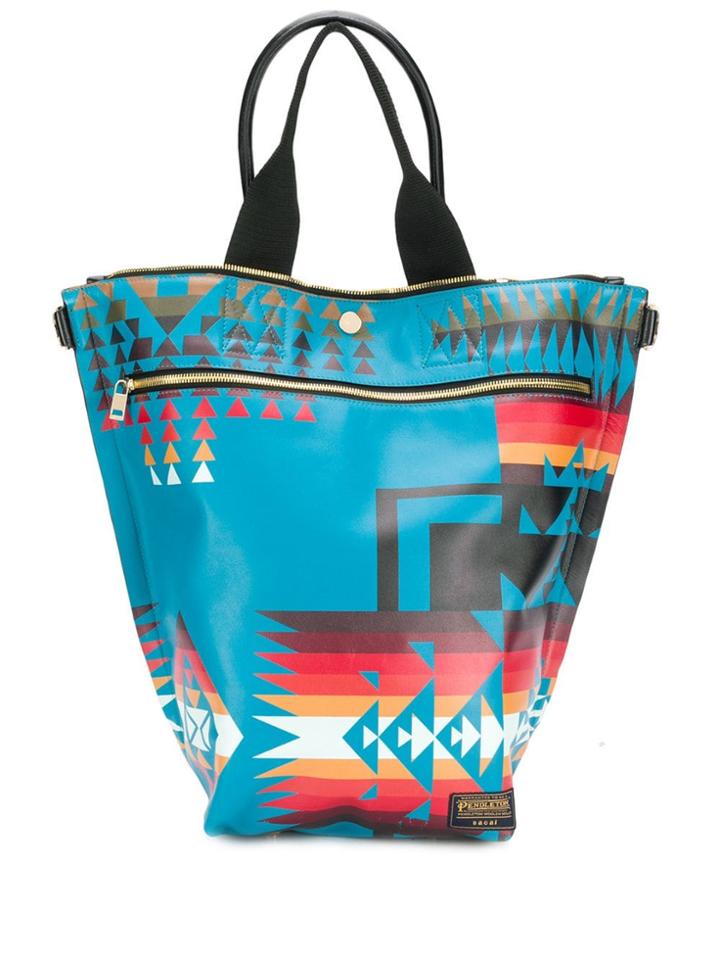 Sacai Pendleton Tote Bag - Blue