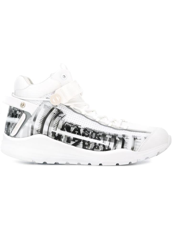Nasir Mazhar Graphic Logo Sneakers, Men's, Size: 41, White, Pvc/leather/acrylic/rubber