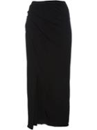 Rick Owens Lilies Side Slit Jersey Skirt, Women's, Size: 44, Black, Cotton/polyamide/viscose