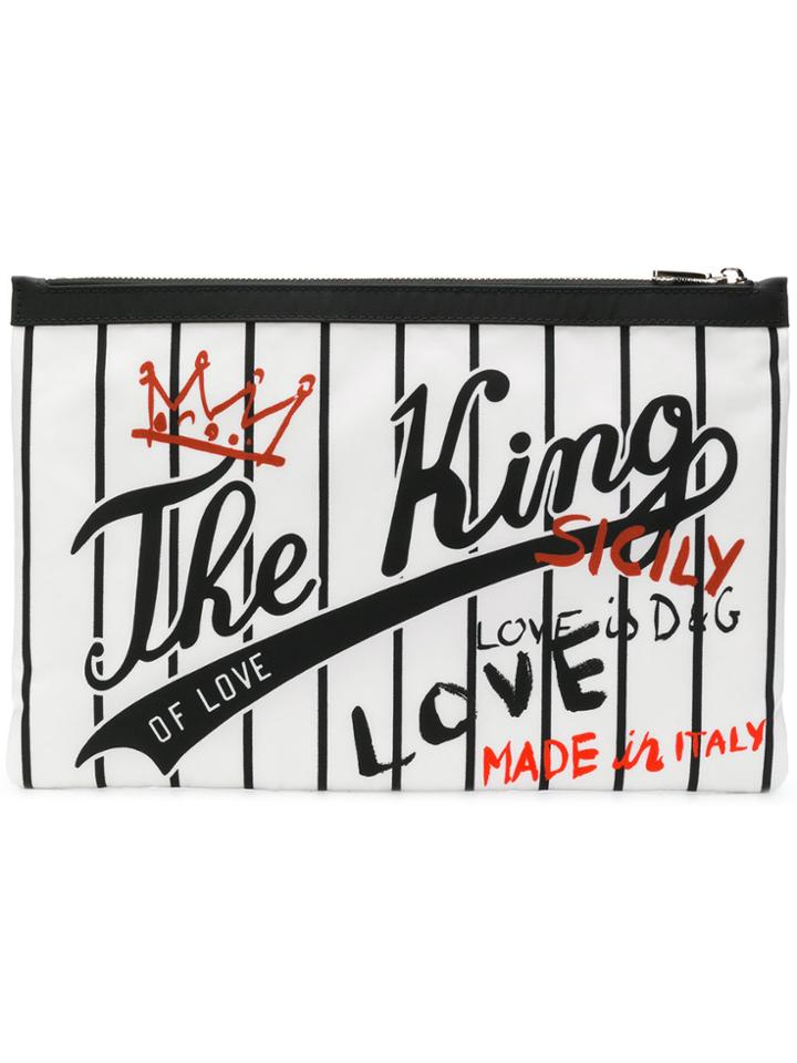 Dolce & Gabbana The King Of Love Printed Clutch - White
