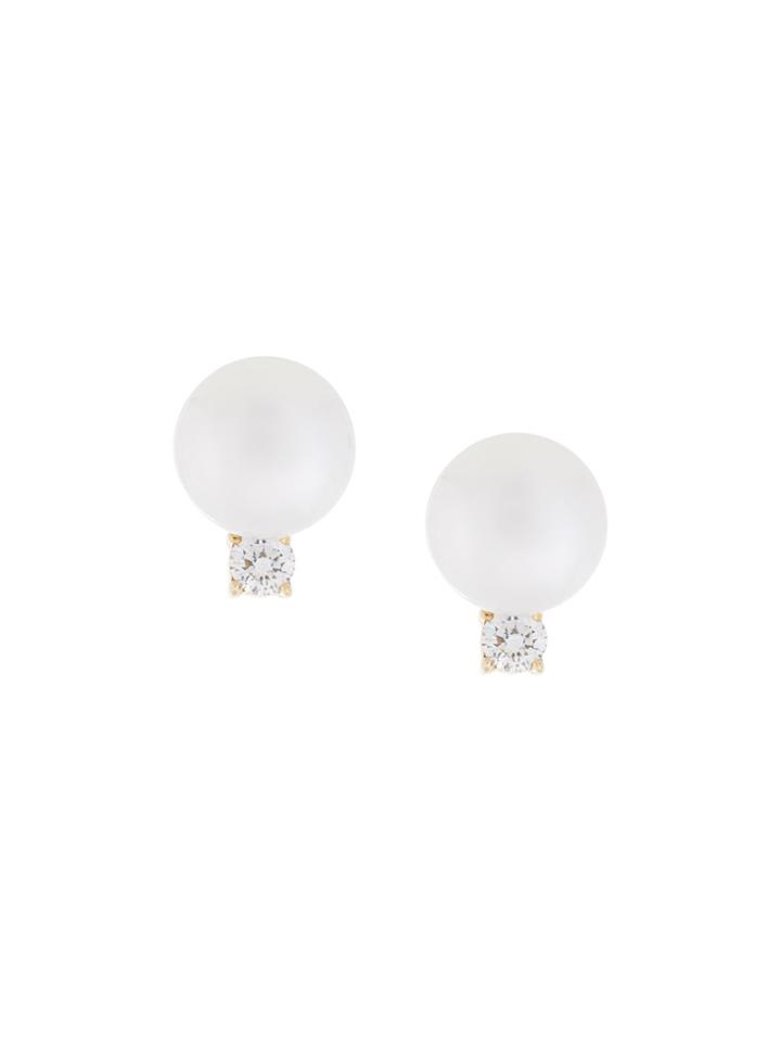 Jemma Wynne 18kt Gold Akoya Diamond Stud Earrings - White