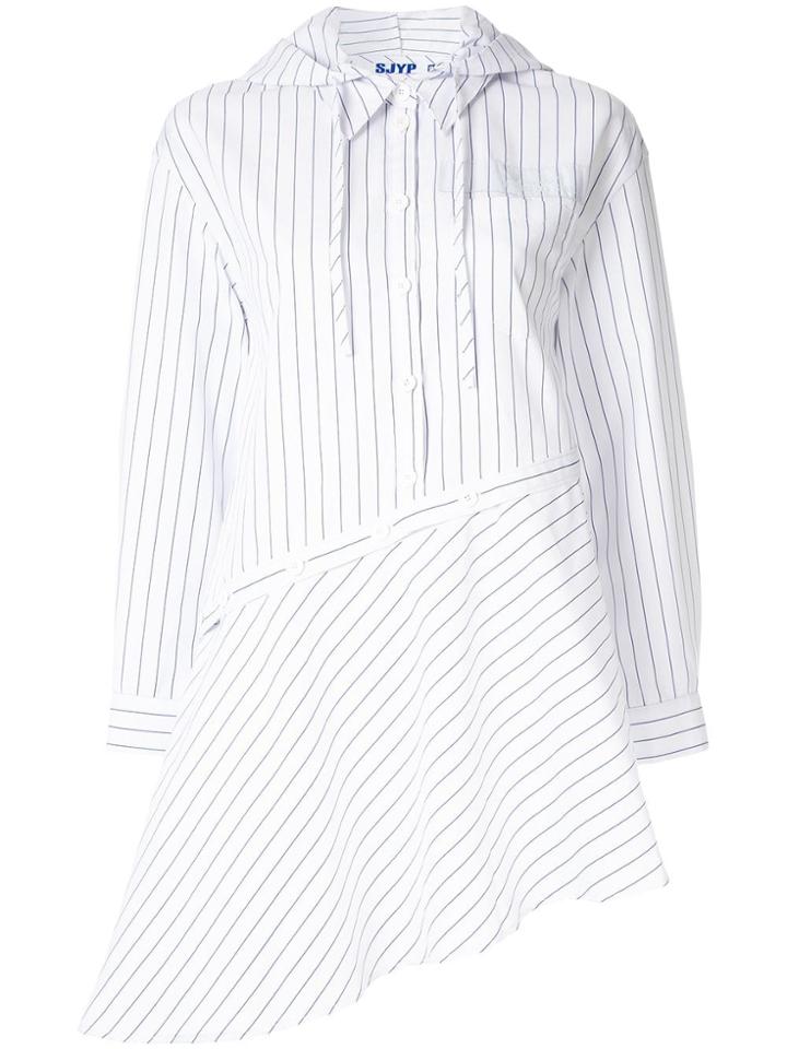 Sjyp Hooded Unbalanced Shirt - White